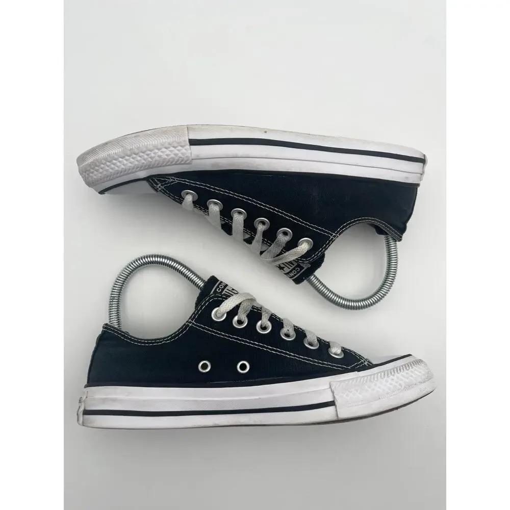 Converse Chuck Taylor All Star Low Top Black White Womens 6.5 W9166